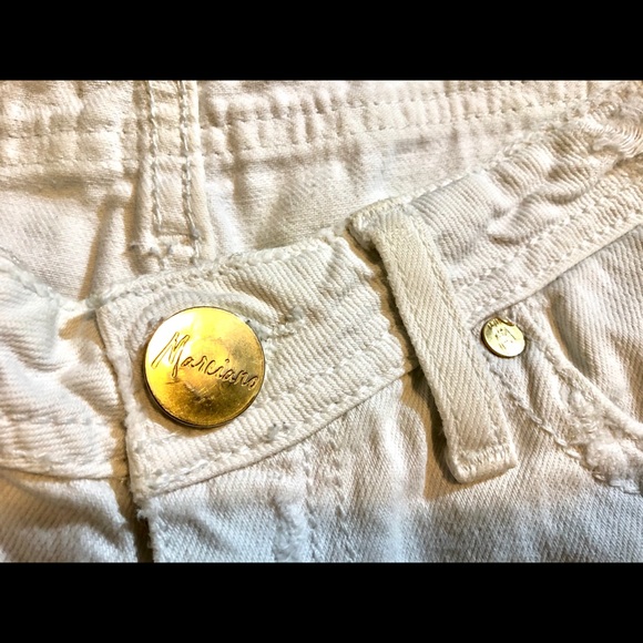 white distressed Marciano capris embroidery pocket - Picture 3 of 6